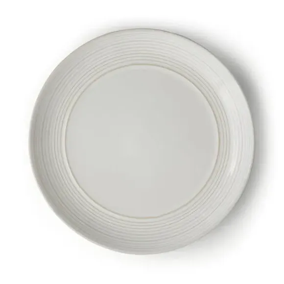 Dinner Plate with Ripple Design - White, Stoneware