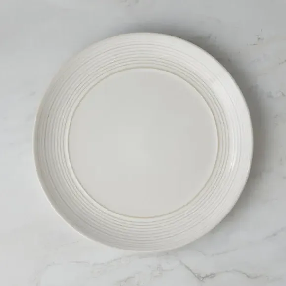 Dinner Plate with Ripple Design - White, Stoneware image