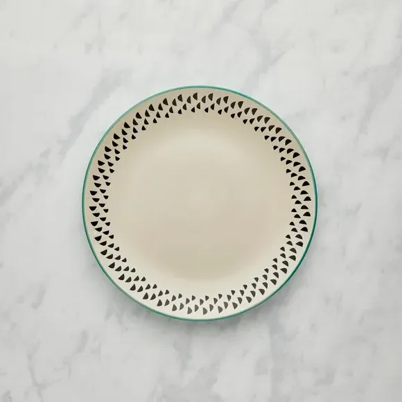 Dinner Plate with Triangular Pattern - Teal