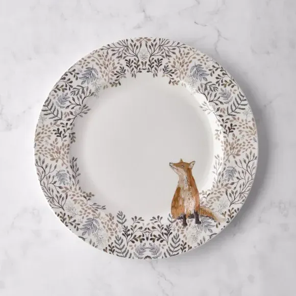 Dinner Plate with Woodland Design - Green, Porcelain image