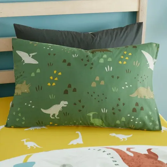Dino Duvet Cover Set - Green, Polycotton