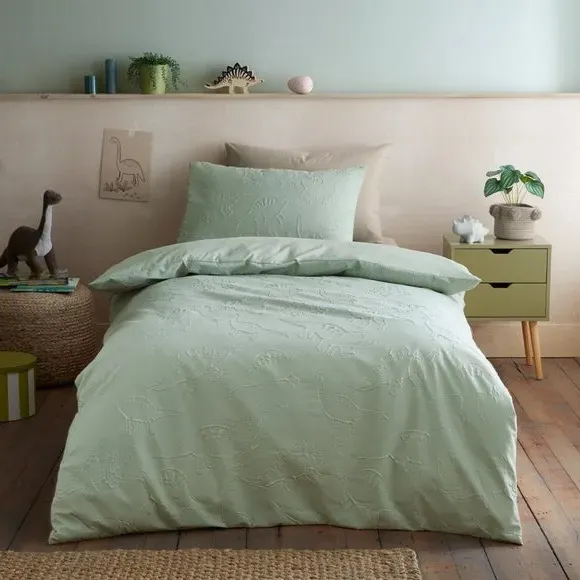 Dinosaur Duvet Cover Set - Sage, Polyester