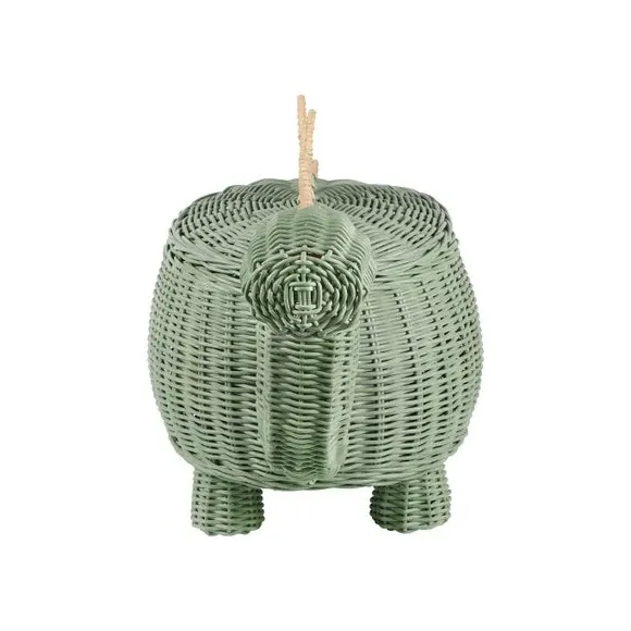 Dinosaur Storage Basket - Green, Rattan