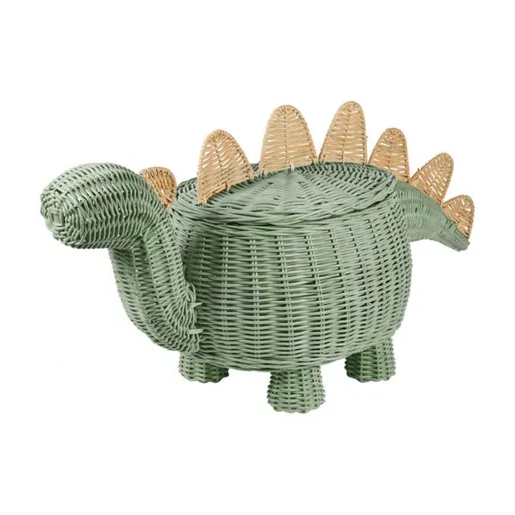 Dinosaur Storage Basket - Green, Rattan