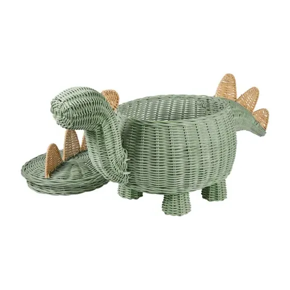 Dinosaur Storage Basket - Green, Rattan