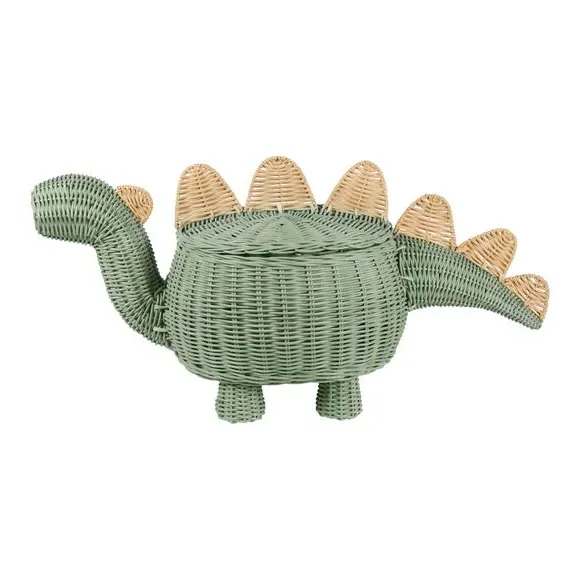 Dinosaur Storage Basket - Green, Rattan