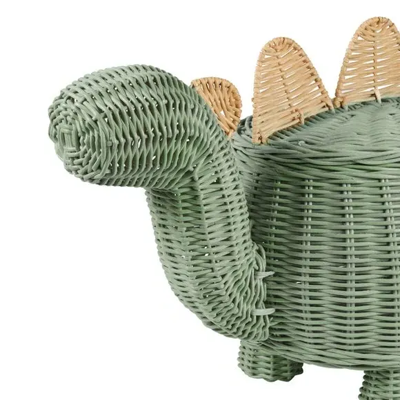 Dinosaur Storage Basket - Green, Rattan