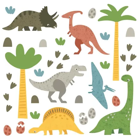 Dinosaur Wall Stickers - Multicolor, Self-Adhesive