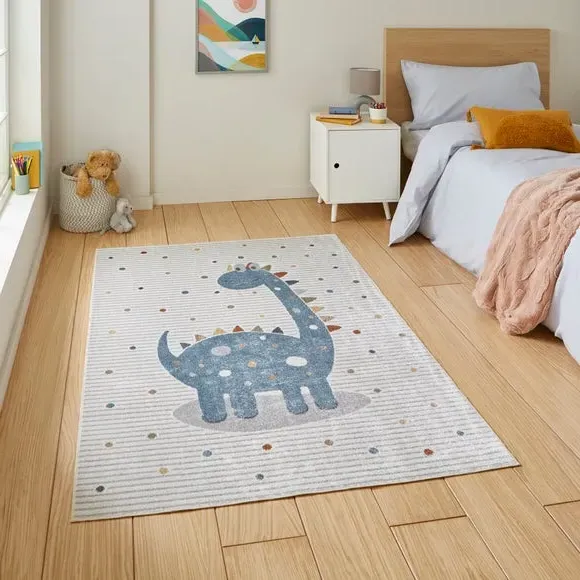 Dinosaur Washable Rug - Multicoloured image