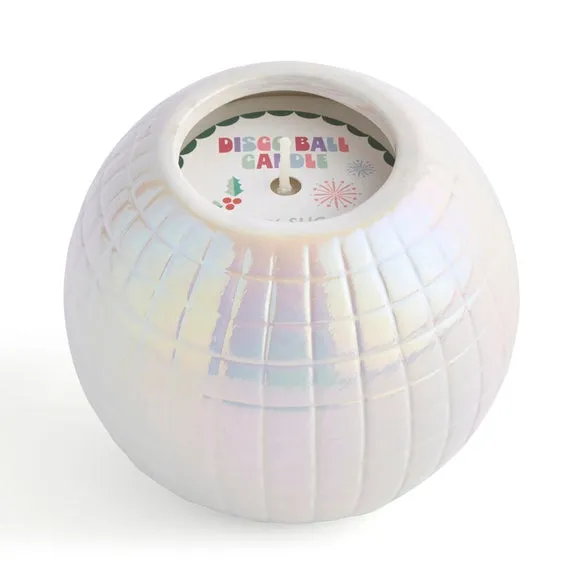 Disco Ball Candle with Iridescent Finish - White