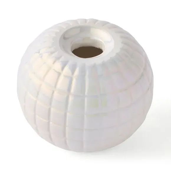 Disco Ball Candlestick Holder - White, Ceramic