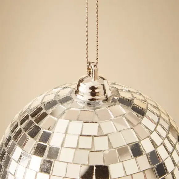 Disco Ball Hanging Decoration - Silver, Mirror