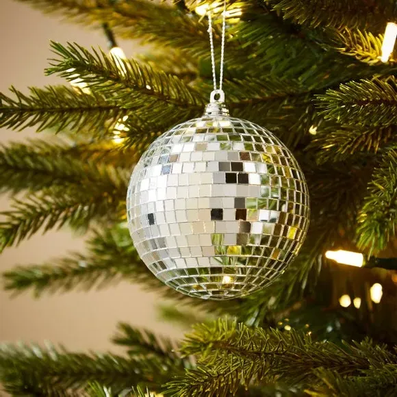 Disco Ball Hanging Decoration - Silver, Mirror image