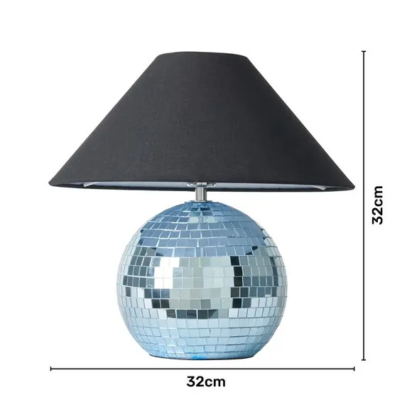 Disco Ball Table Lamp with Mirror Tiles - Blue