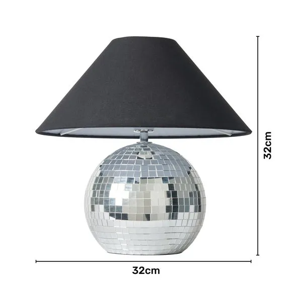 Disco Ball Table Lamp with Mirror Tiles - Silver
