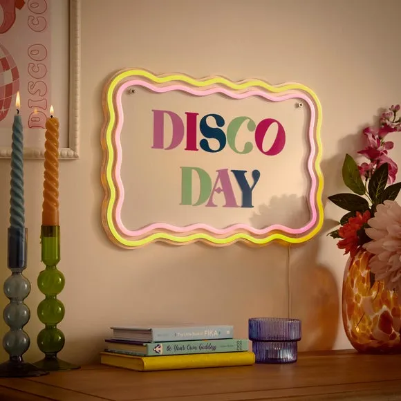 Disco Day Neon Sign - Multicolor, Plastic