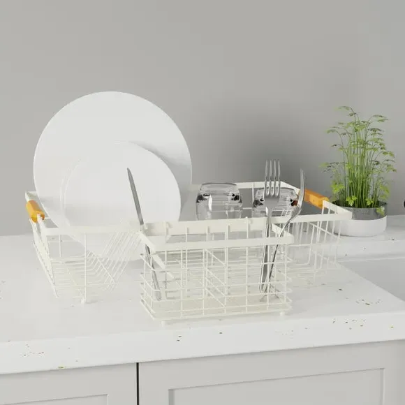 Dish Drainer Rack - Cream, Bamboo image