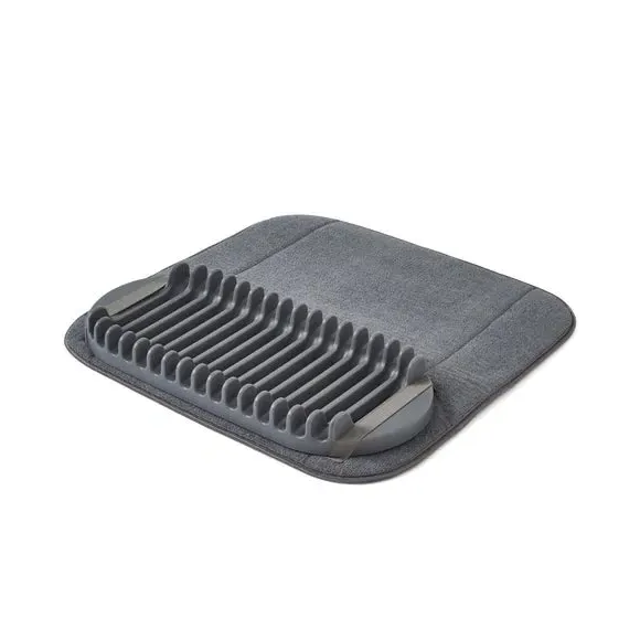 Dish Drying Mat with Rack - Grey, Microfibre