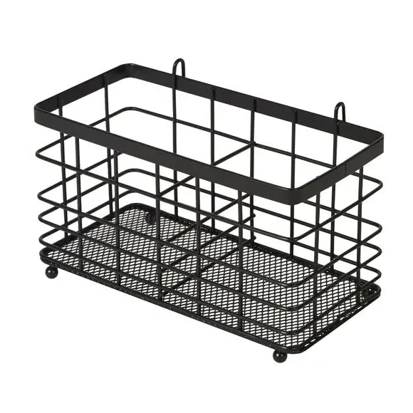 Dish Drying Rack with Bamboo Handles - Black