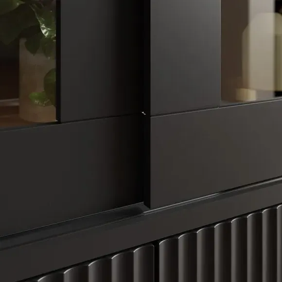 Display Cabinet with Glass Doors - Black