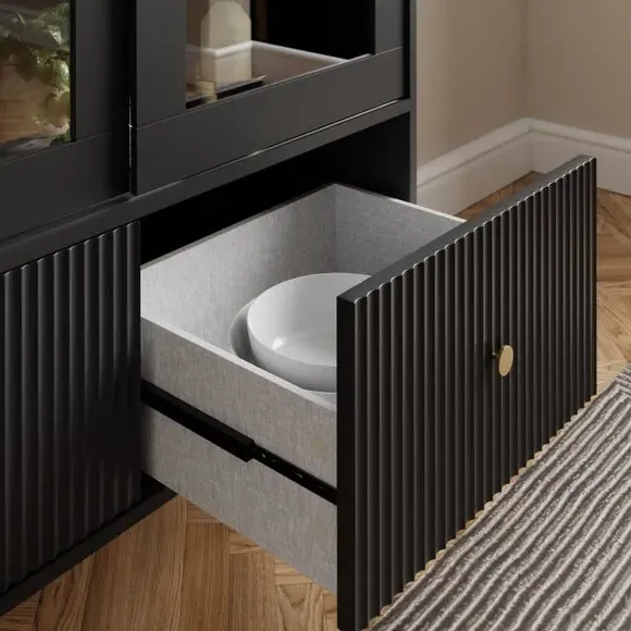 Display Cabinet with Glass Doors - Black