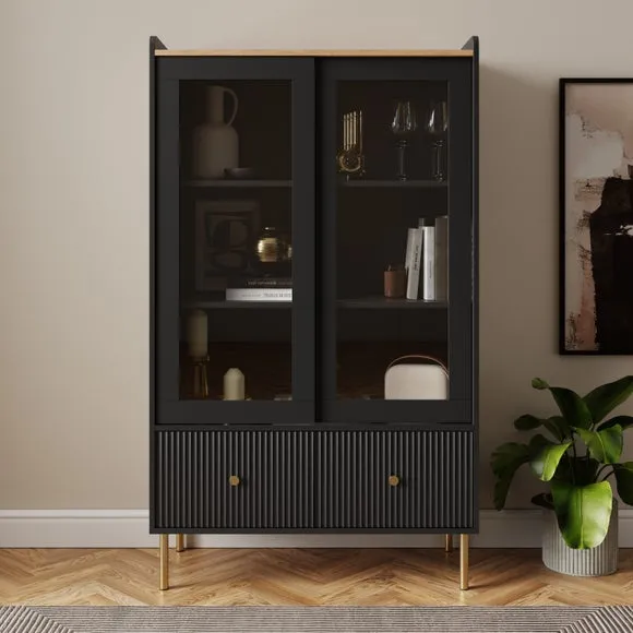 Display Cabinet with Glass Doors - Black image