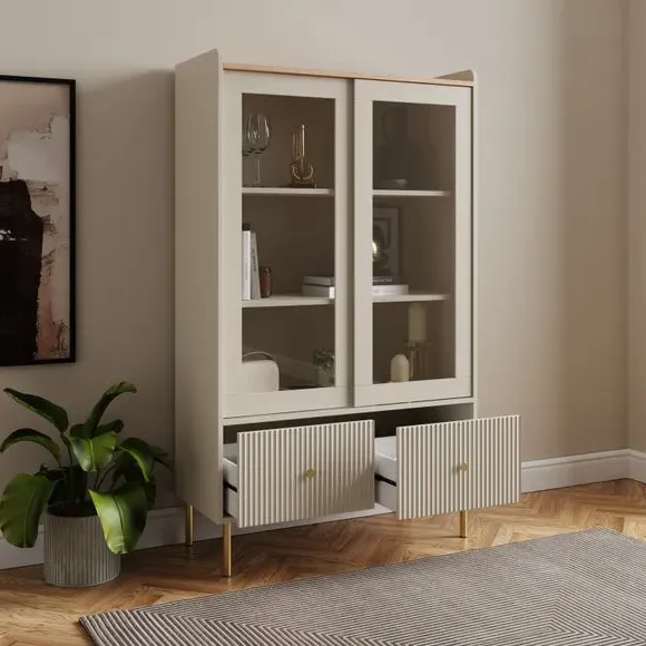 Display Cabinet with Glass Doors - Natural