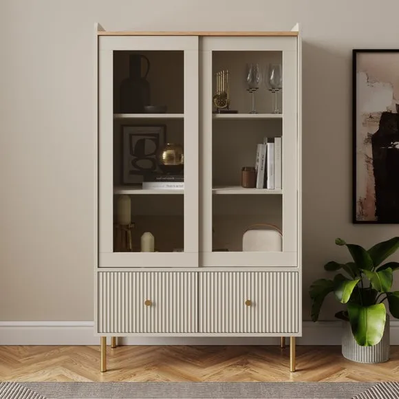 Display Cabinet with Glass Doors - Natural