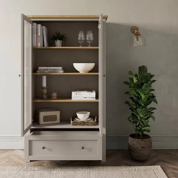 Display Cabinet with Glass Doors - Stone, Wood