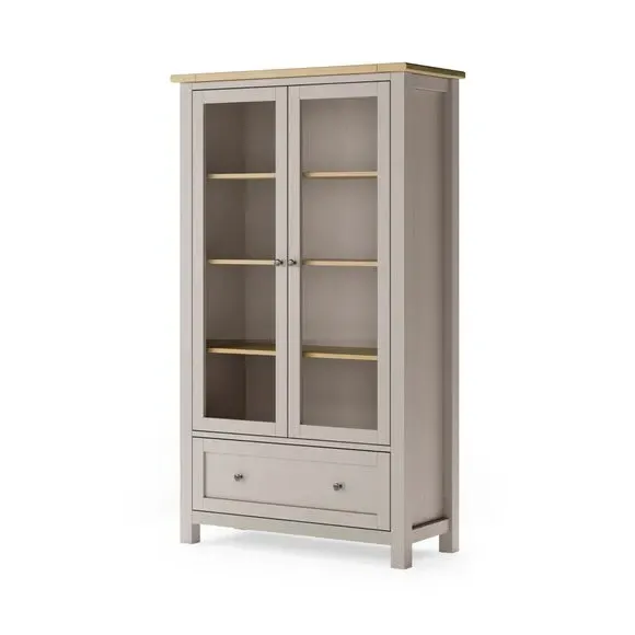 Display Cabinet with Glass Doors - Stone, Wood