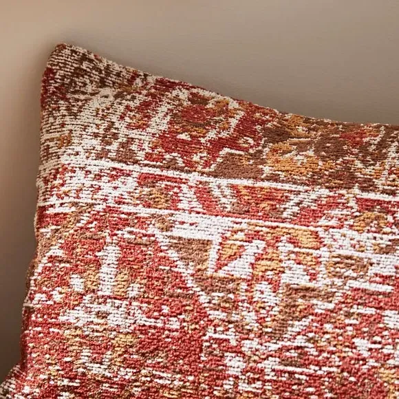 Distressed Cushion with Zip - Terracotta, Cotton