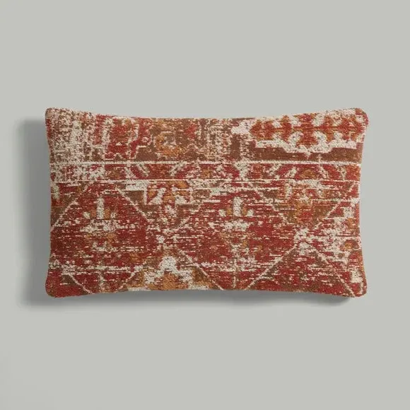 Distressed Cushion with Zip - Terracotta, Cotton