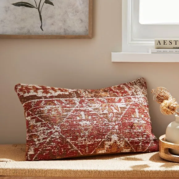 Distressed Cushion with Zip - Terracotta, Cotton image