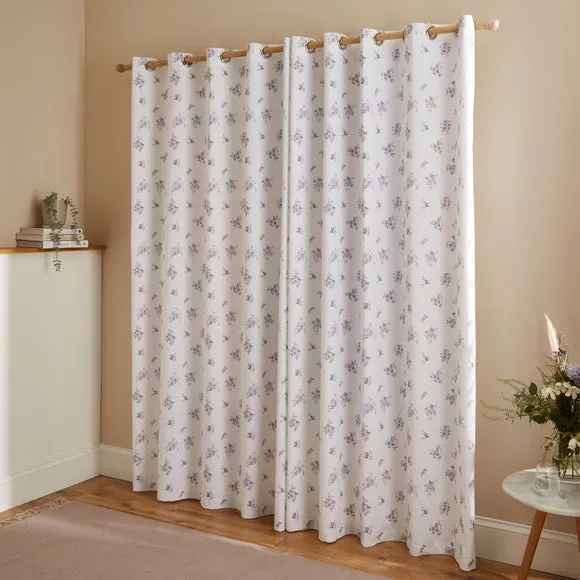 Ditsy Blackout Eyelet Curtains - Mauve
