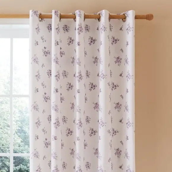 Ditsy Blackout Eyelet Curtains - Mauve image