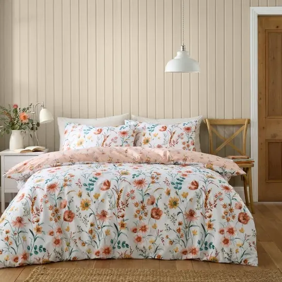 Ditsy Duvet Cover & Pillowcase Set - Apricot, Polycotton