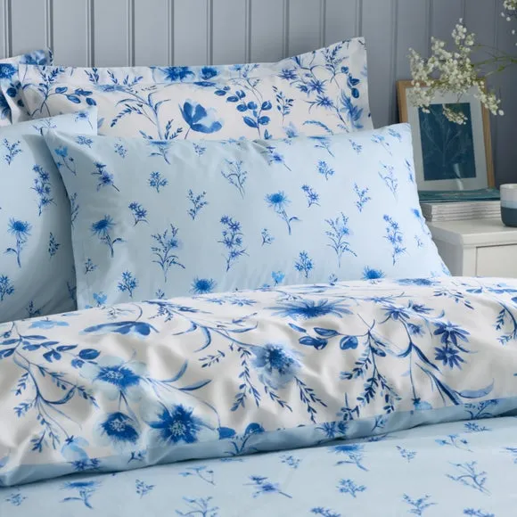 Ditsy Duvet Cover & Pillowcase Set - Blue, Polycotton