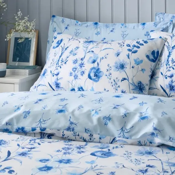 Ditsy Duvet Cover & Pillowcase Set - Blue, Polycotton