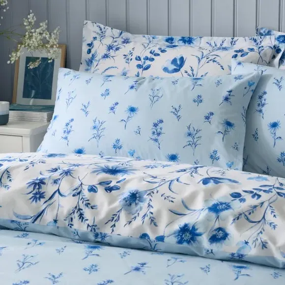Ditsy Duvet Cover & Pillowcase Set - Blue, Polycotton