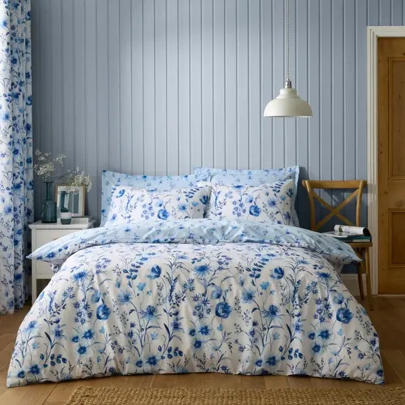 Ditsy Duvet Cover & Pillowcase Set - Blue, Polycotton image