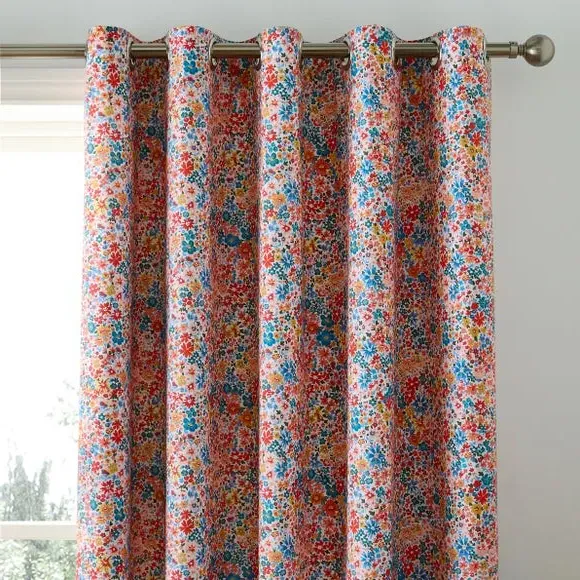 Ditsy Floral Blackout Eyelet Curtains - Pink image