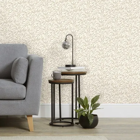 Ditsy Leaves Wallpaper - Sandstone