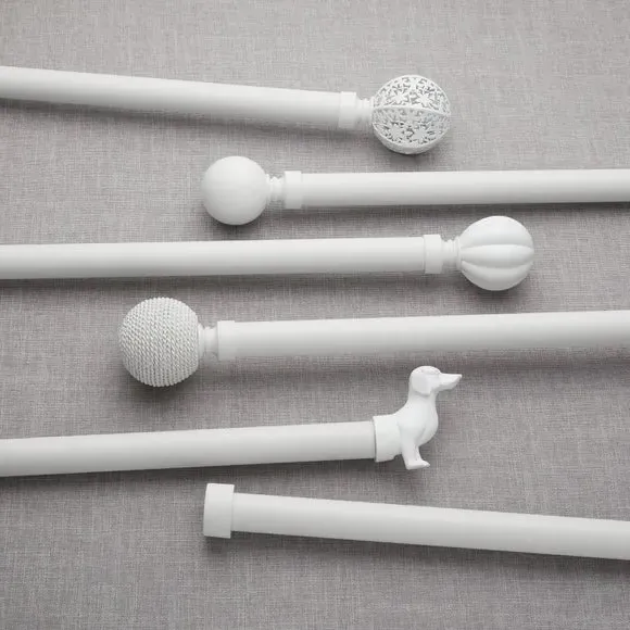 Dog Curtain Finials 25/28mm - White, Resin