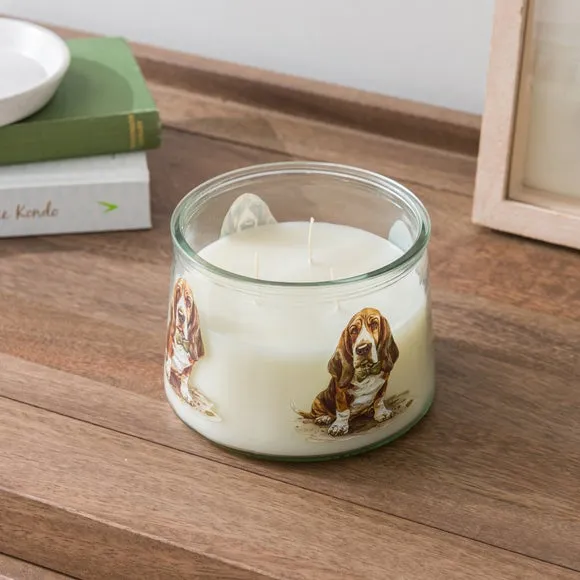 Dog Design Multi Wick Candle - Clear, Glass