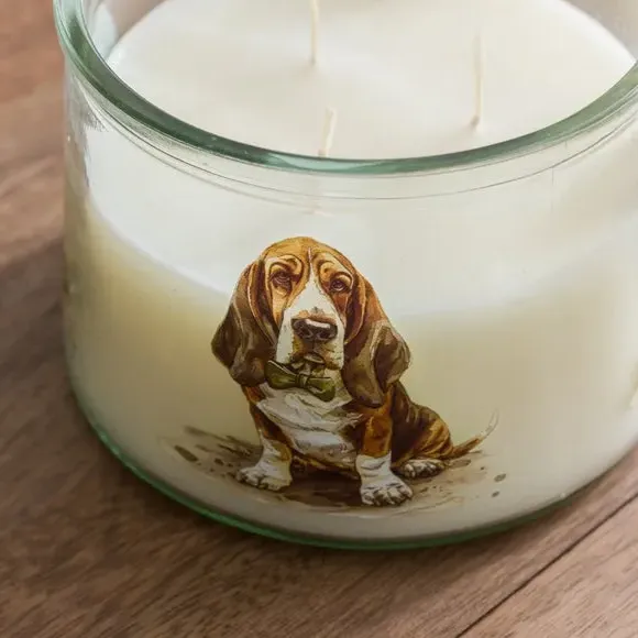 Dog Design Multi Wick Candle - Clear, Glass