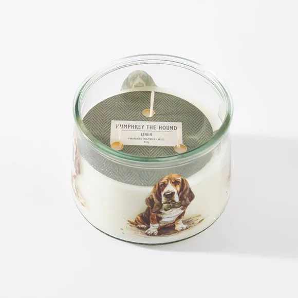 Dog Design Multi Wick Candle - Clear, Glass