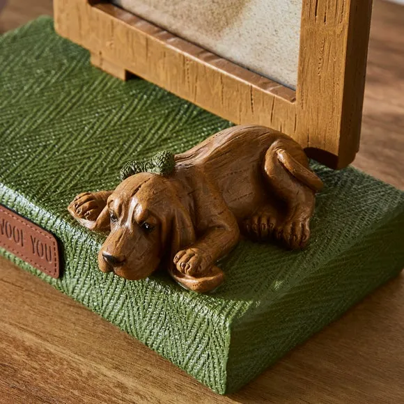 Dog Photo Frame with Text - Brown, Resin