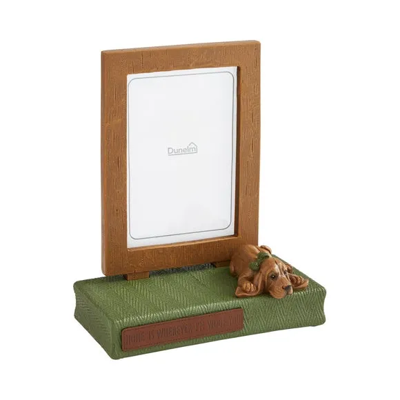 Dog Photo Frame with Text - Brown, Resin