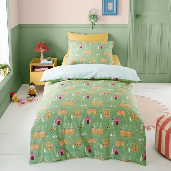 Dolls House Duvet Cover Set - Blue