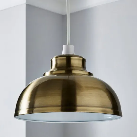 Dome Pendant Shade Easy Fit - Antique Brass, Metal